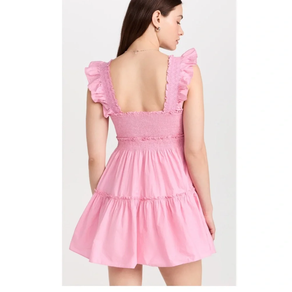 LoveShackFancy Poplar Mini Dress Melon Kiss Pink - Picture 3 of 7